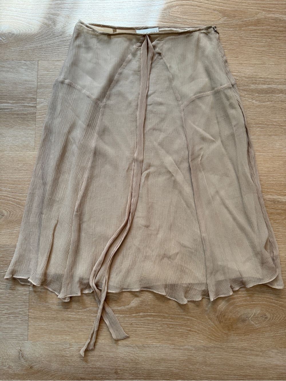 Paul & Joe Tan Beige Silk Crepe Midi Skirt Size 38